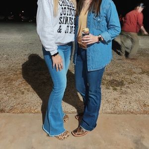 SHEIN denim bell bottoms